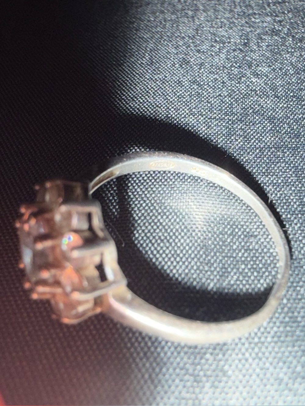 Sterling Silver Ring with Clear Accent Stones - Silver